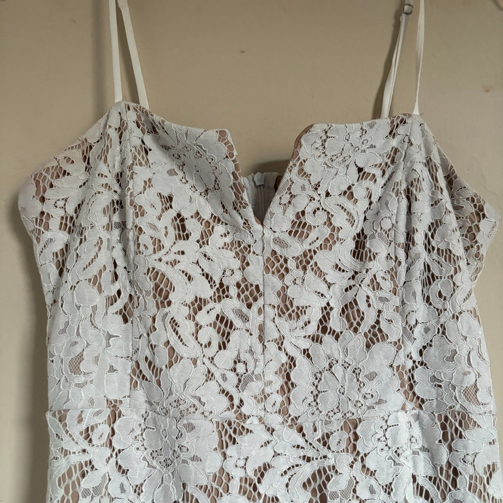 Lulus Amazing Allure White Crochet Lace Bodycon Midi Dress Large - Picture 14 of 16